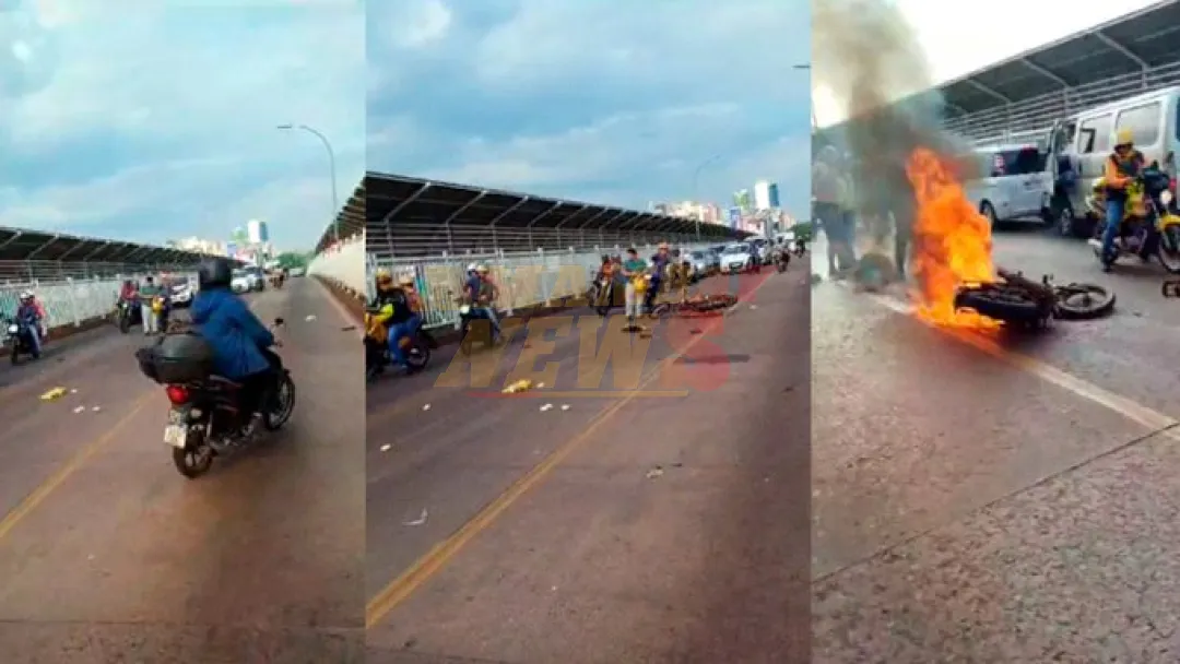 Grave accidente de motociclistas en el Puente de la Amistad: Una de las motos se incendió