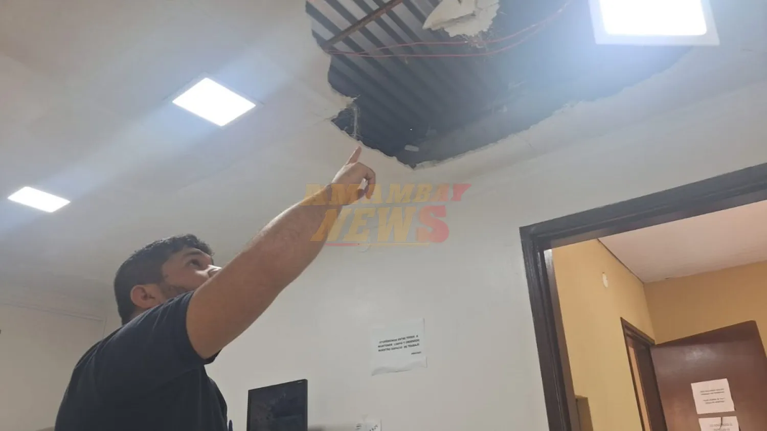 Cielo raso de yeso se vino abajo en el Hospital de Yhú