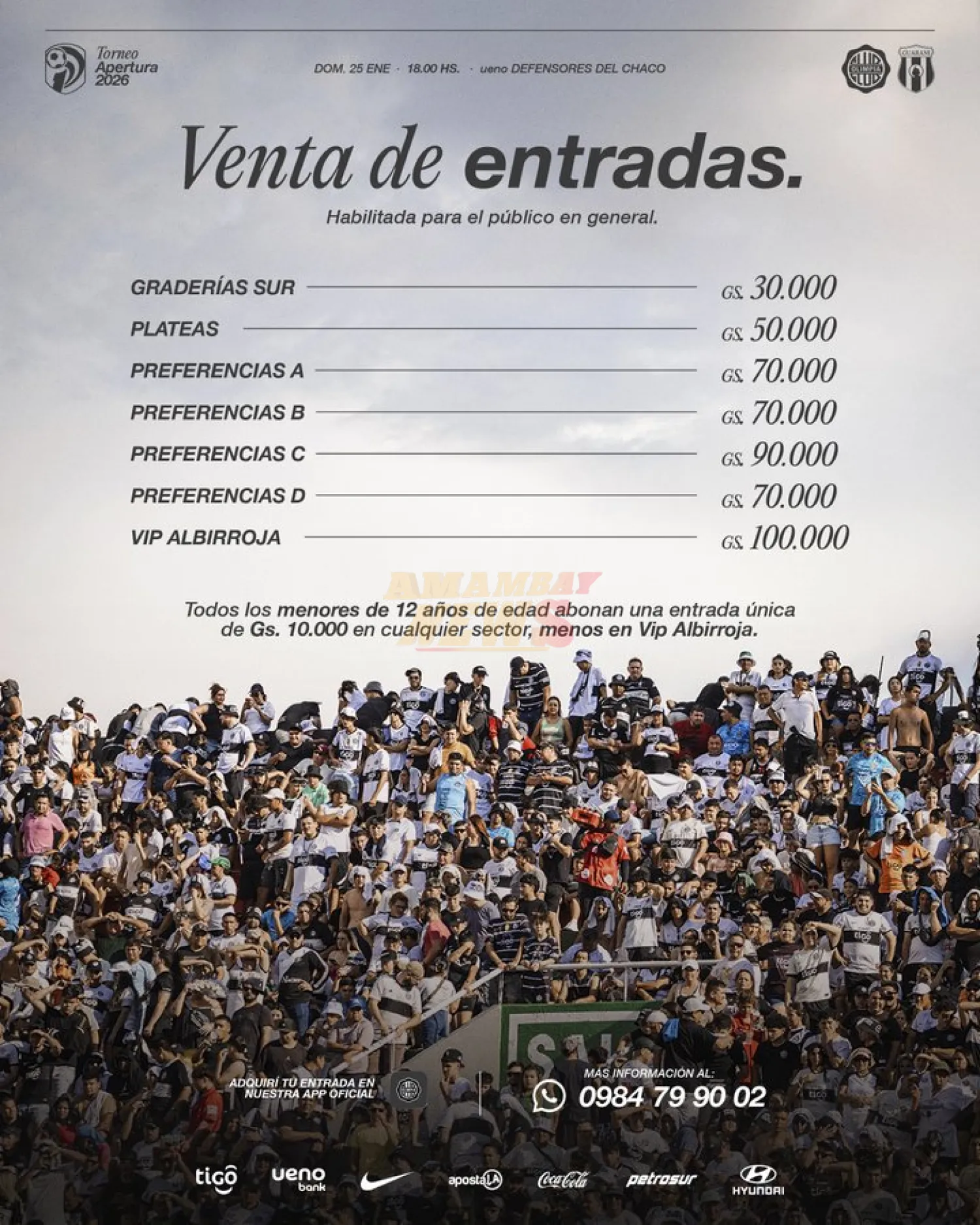 Olimpia vs. Guaraní: Entradas a la venta