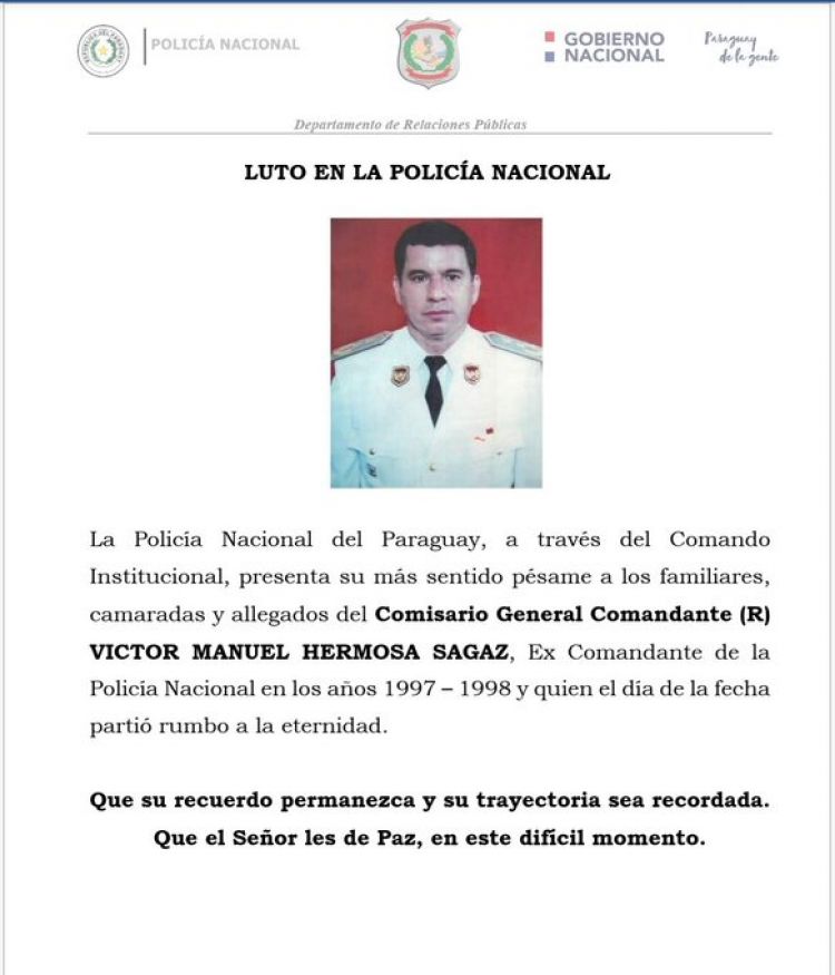 Fallece exjefe policial a consecuencia  del COVID-19