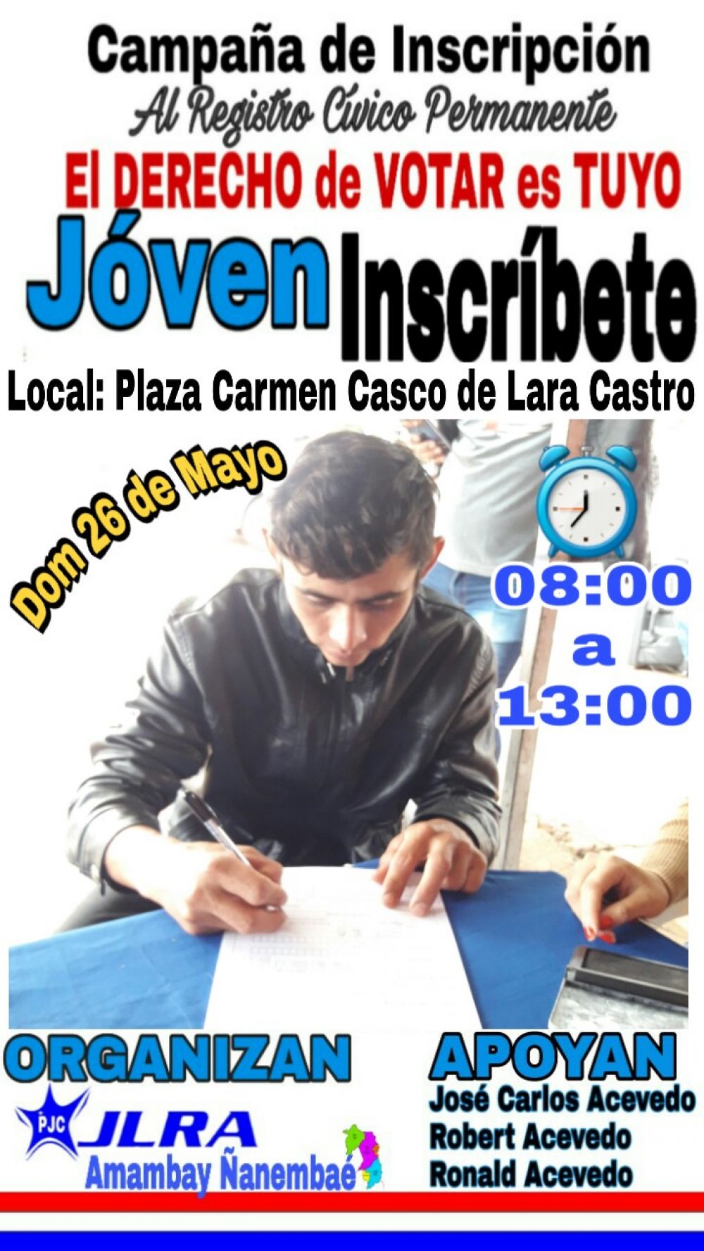 Amambay Ñanemba""e y la JLRA realizan jornada de inscripción cívica en Pedro Juan