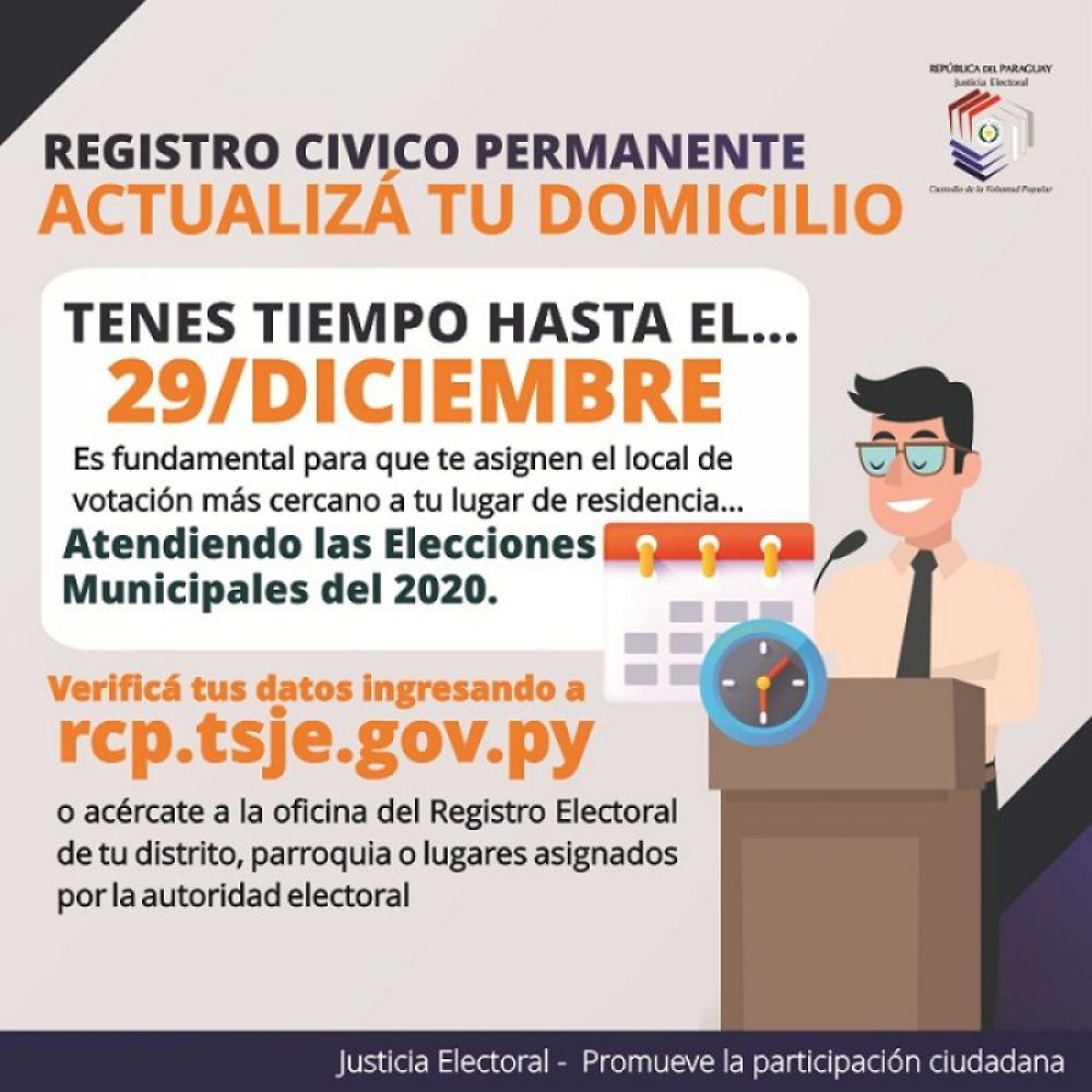 Cambio de local de votación hasta el 29