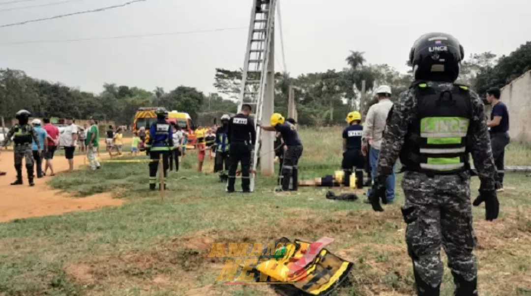 Hombre muere electrocutado en Ypané tras subir a columna de la ANDE