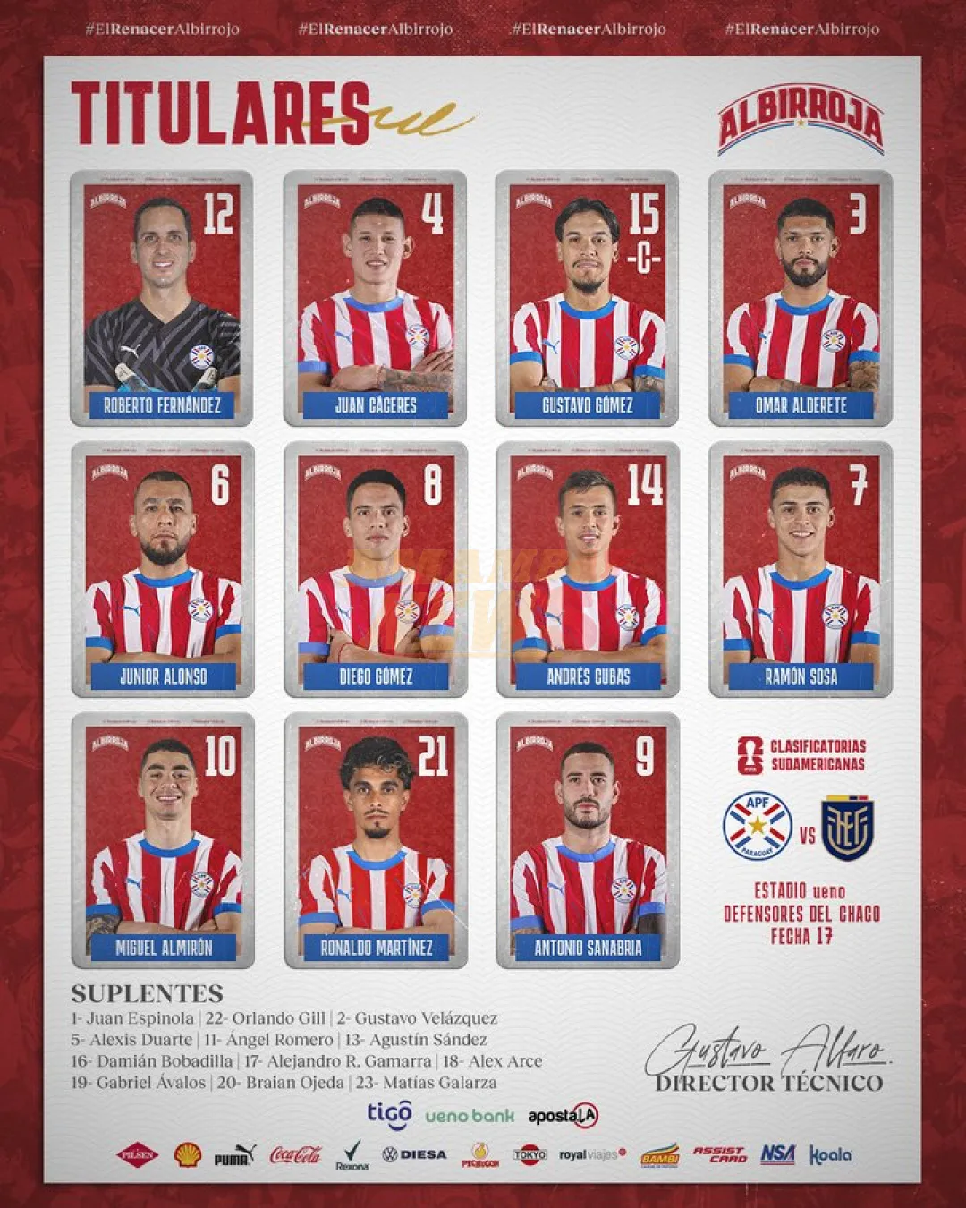 La Albirroja tiene su onceno para volver a la Copa del Mundo