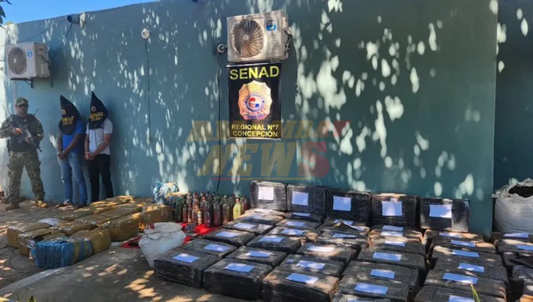 SENAD capturó a dos traficantes e incautó 1,6 toneladas de marihuana