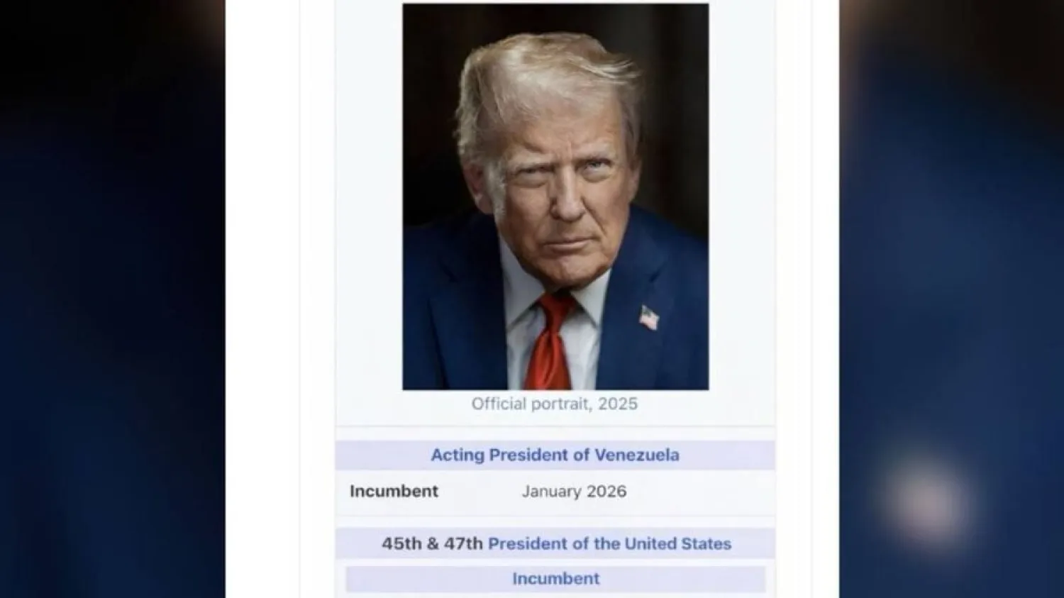 Trump se promueve en imagen en redes sociales como presidente interino de Venezuela
