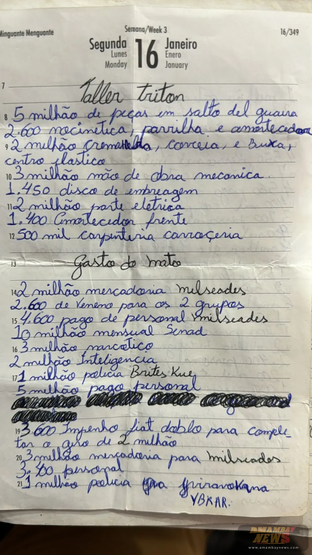 Hallan narcoagendas con supuestas coimas a agentes de Senad y la Policía en Canindeyú