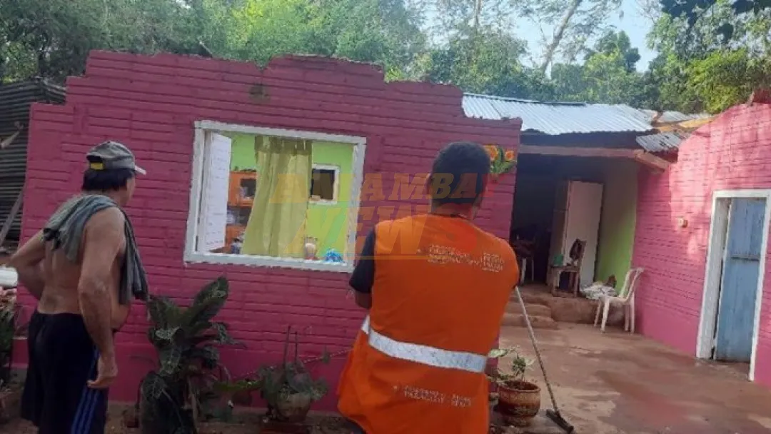 SEN asiste a casi 30 familias afectadas por fuerte temporal en Caaguazú