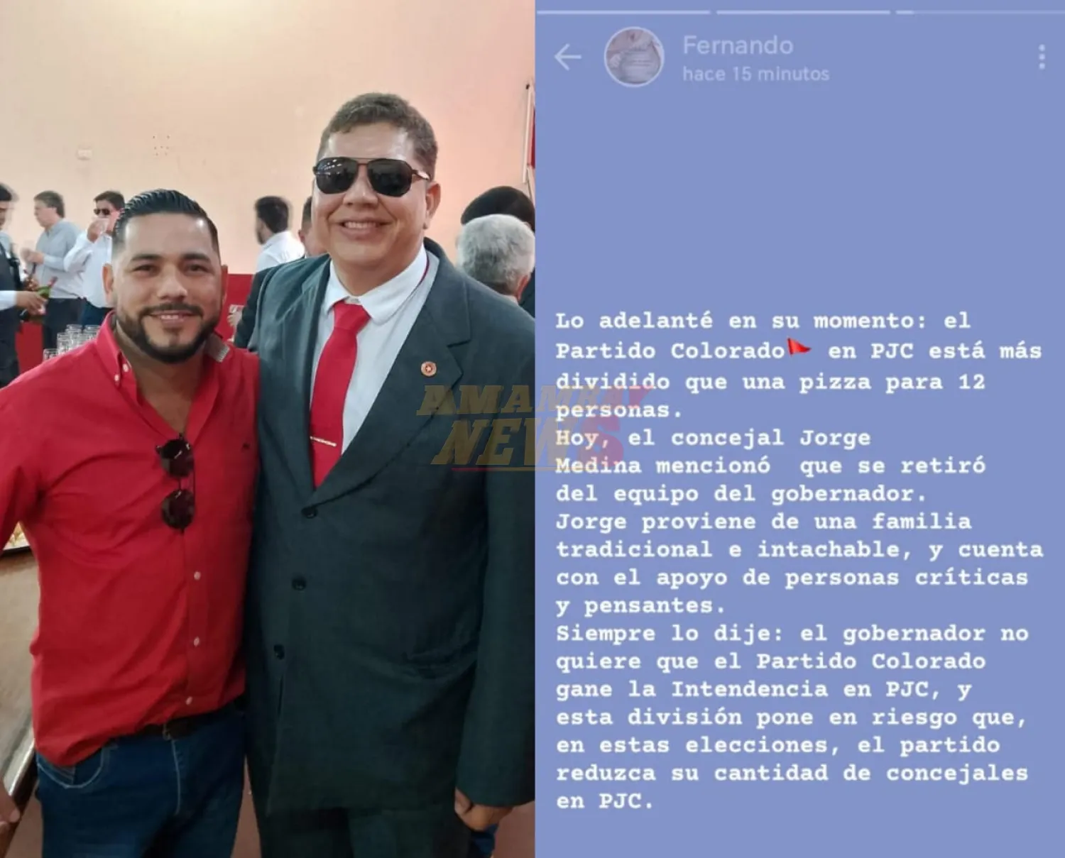 Fernando Peralta: El gobernador no quiere que el Partido Colorado gane la intendencia en PJC
