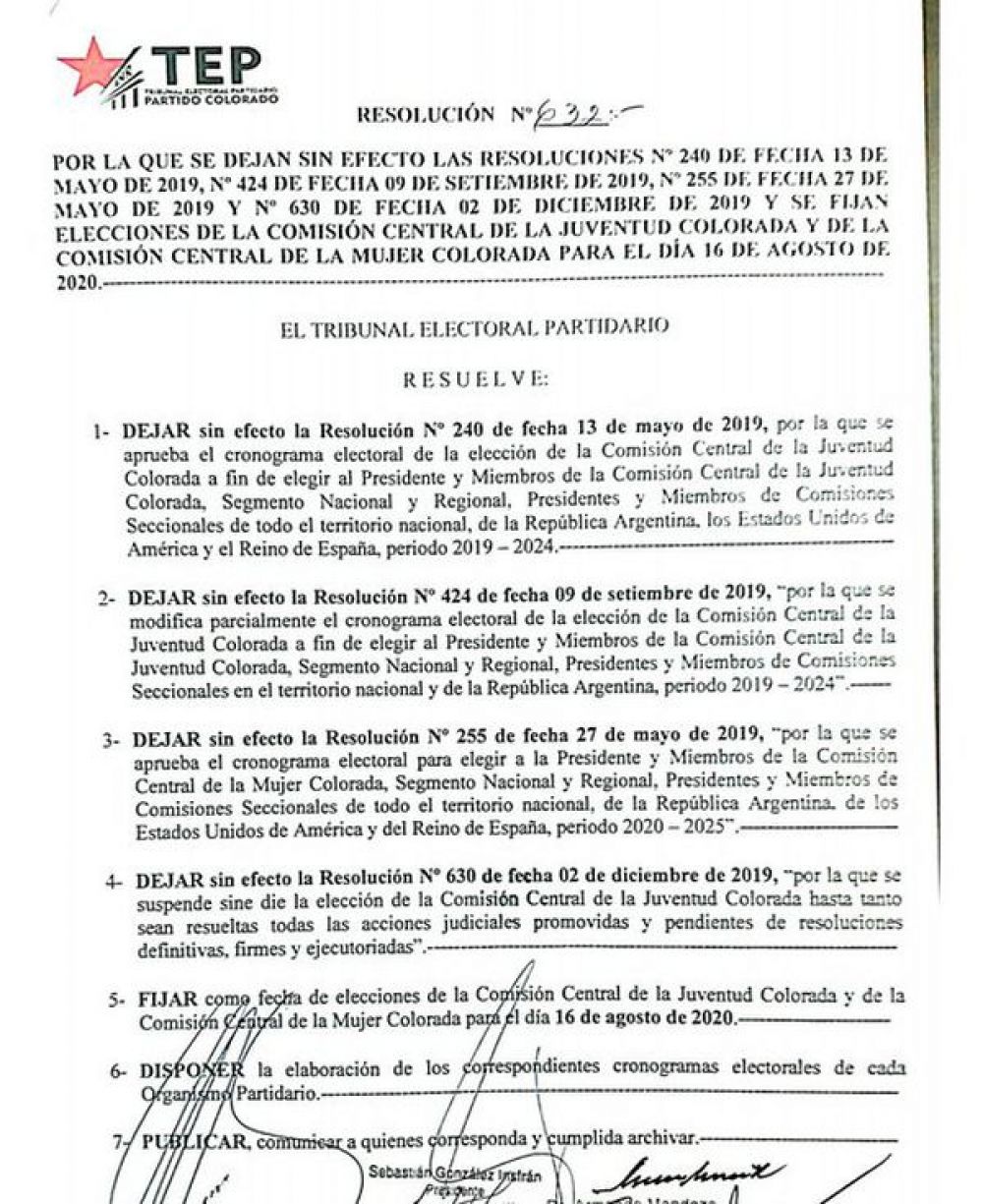 ANR: Elecciones juveniles se realizará en Agosto-2020