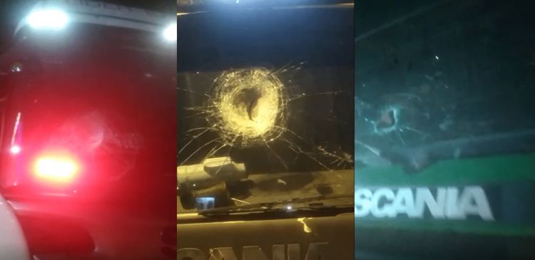 Camioneros puntean en vehículos a sus pares que no se adhieren a paro y los atacan a piedrazos