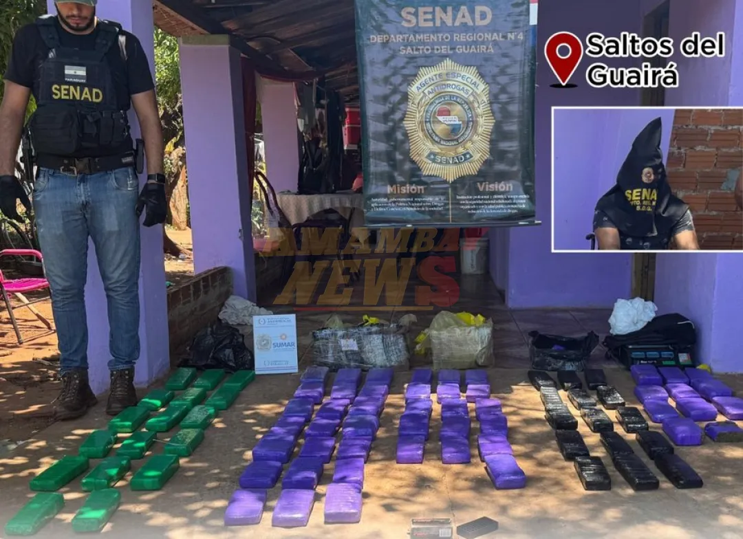 Detienen a un hombre responsable de almacenar una carga de droga en Saltos del Guairá