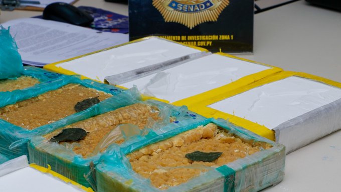 Senad intercepta encomienda con 56 kilos de cocaína que iba a Salto del Guairá