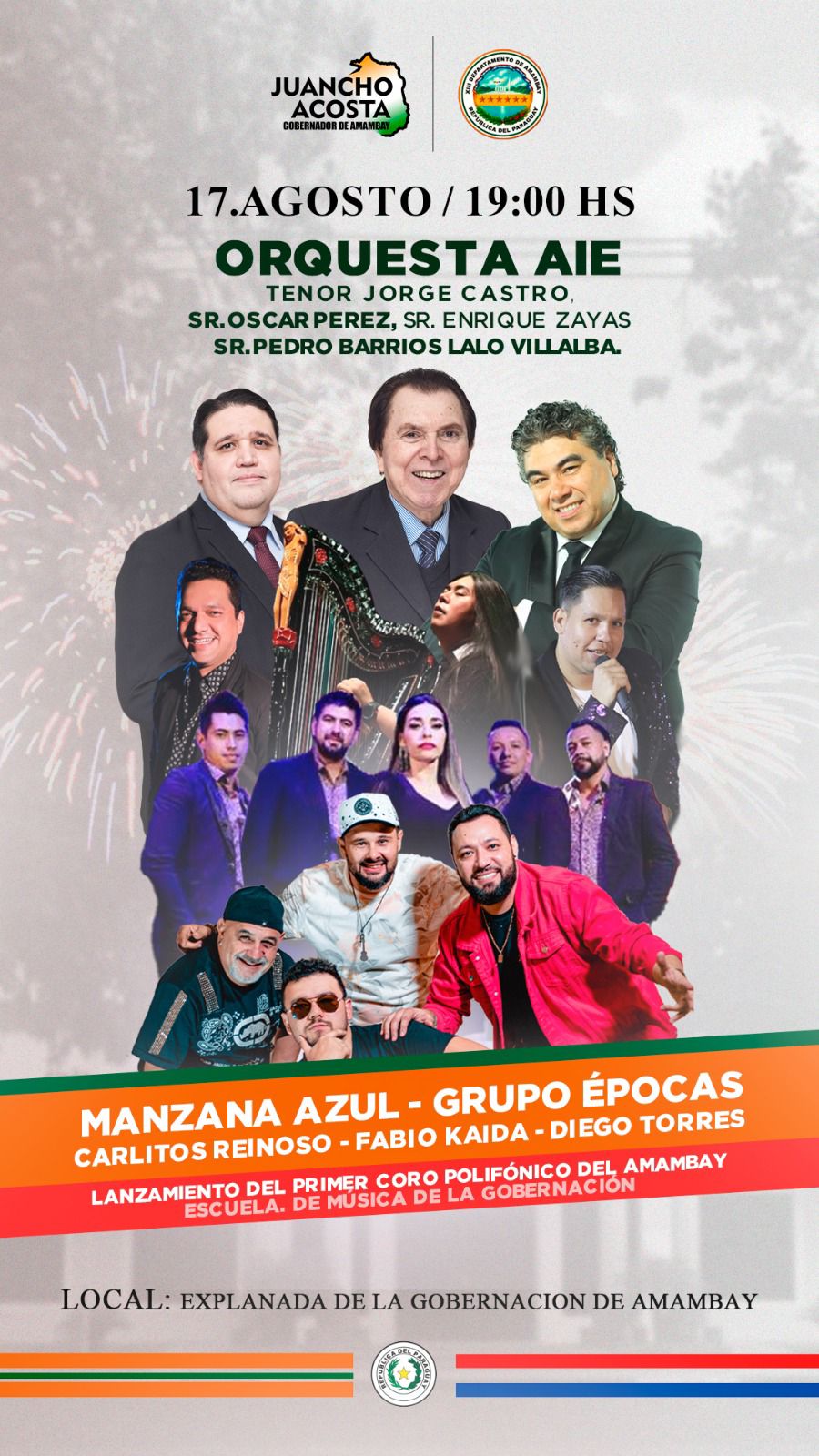 Gobernador invita a Festival Musical en la explanada de la Gobernación de Amambay