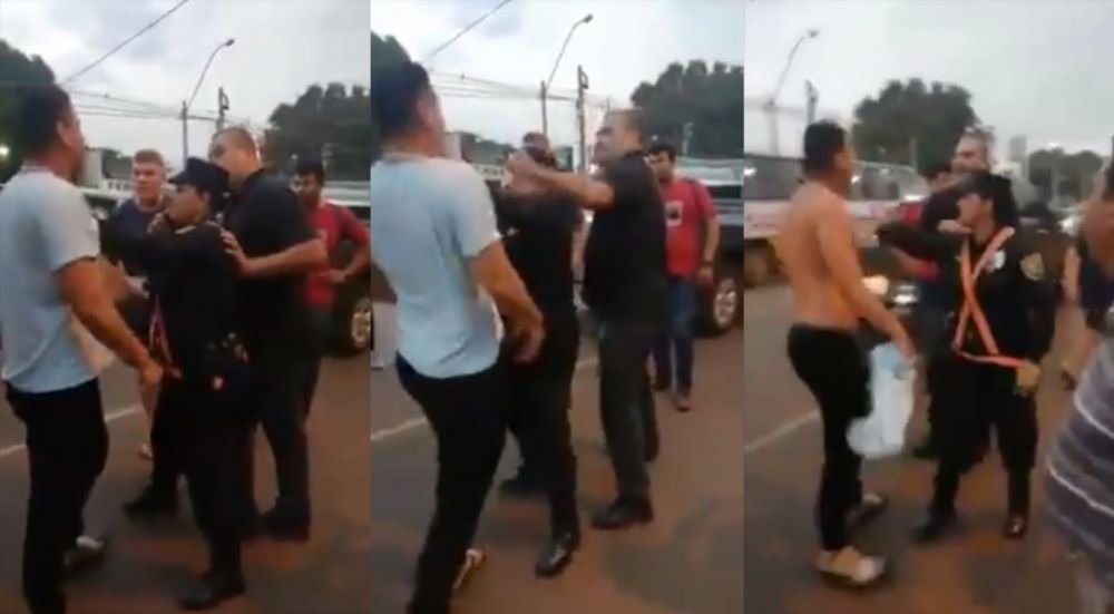 Felicitan a la policía que evitó una pelea entre colectivero y Chilavert