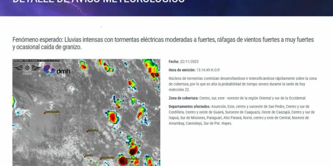 Alerta de tormentas para departamentos de ambas regiones