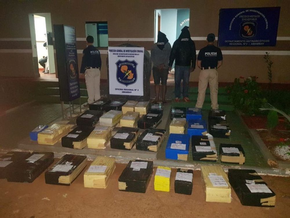 Caen dos brasileños con carga de marihuana en Pedro Juan