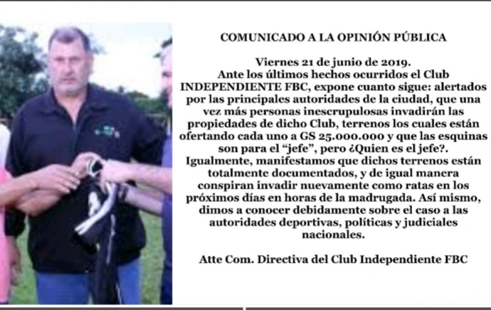 Funcionarios públicos y conocidos abogados por detrás de invasión al Club Independiente