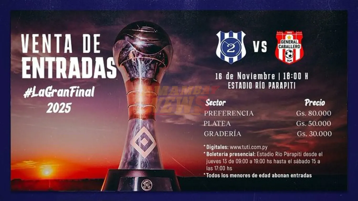 Salen a la venta entradas para la gran final