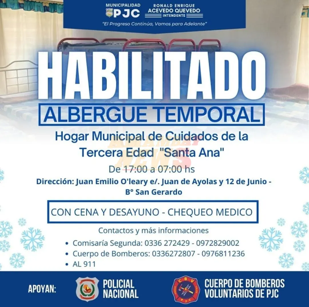 Municipalidad de Pedro Juan Caballero habilita albergue temporal para personas en situación de calle