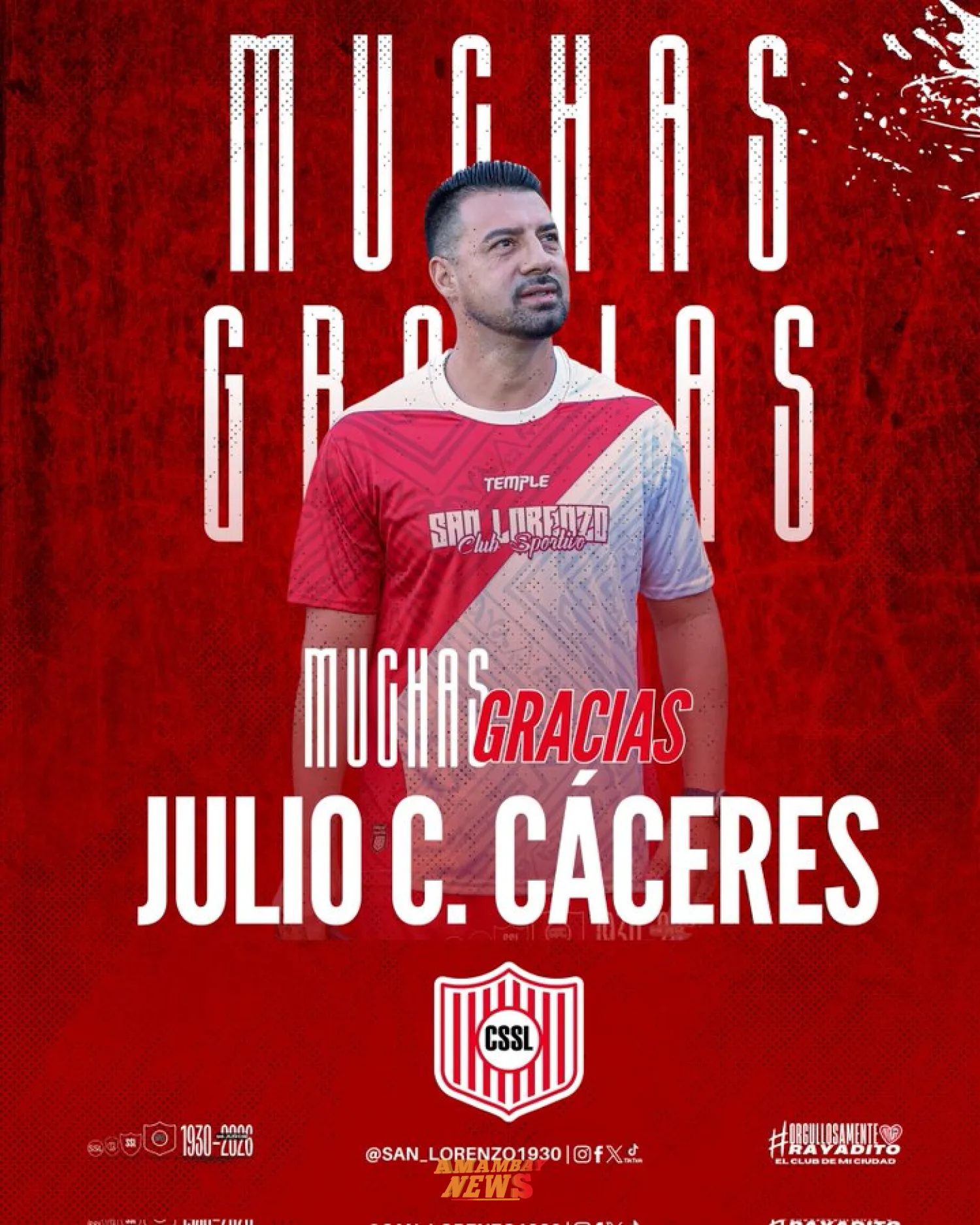 Julio César Cáceres no continúa en San Lorenzo