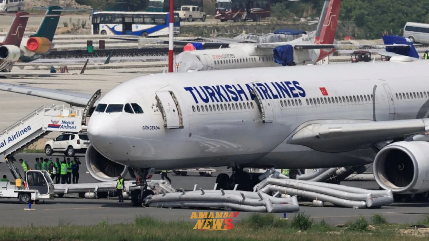 Se incendia avión de Turkish Airlines durante su aterrizaje en aeropuerto de Nepal