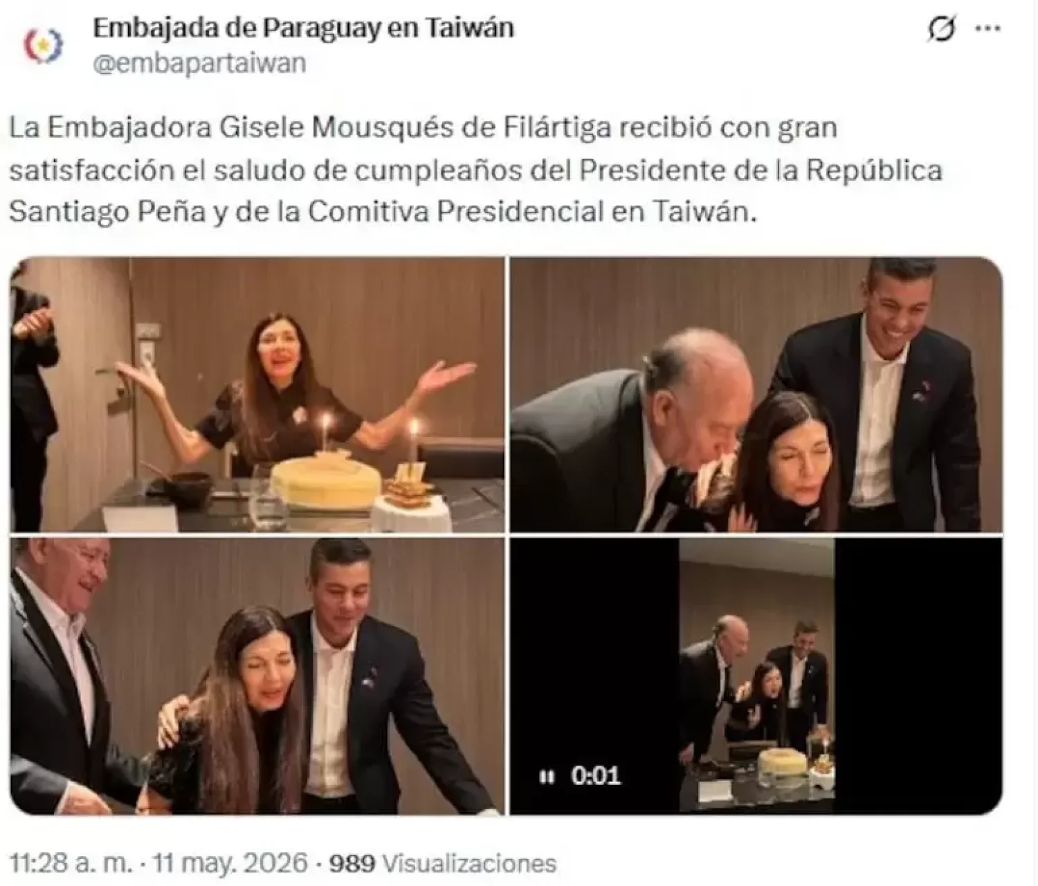 Usaron cuenta de Embajada en Taiwán para publicar cumpleaños y luego borraron el posteo