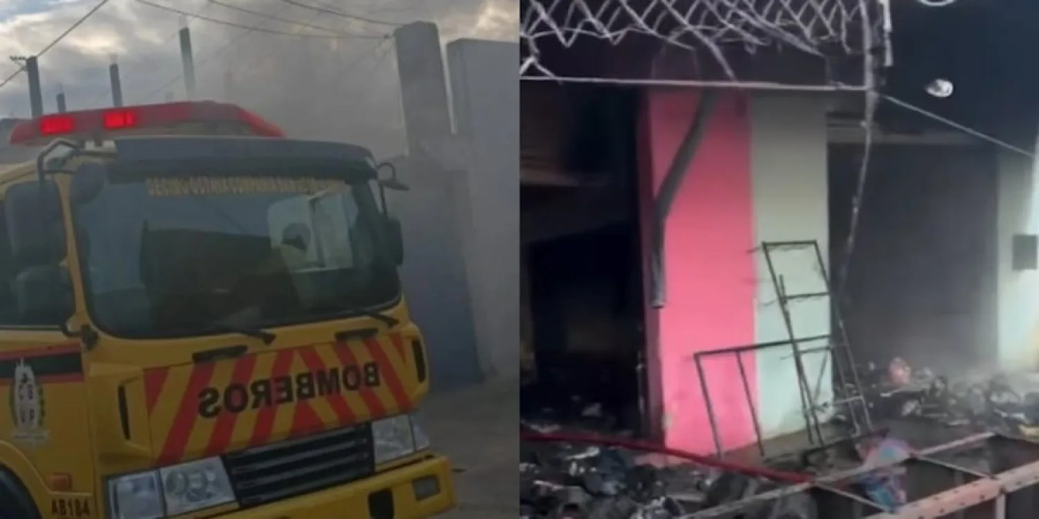 Incendio consumió salones comerciales en el Mercado de Limpio