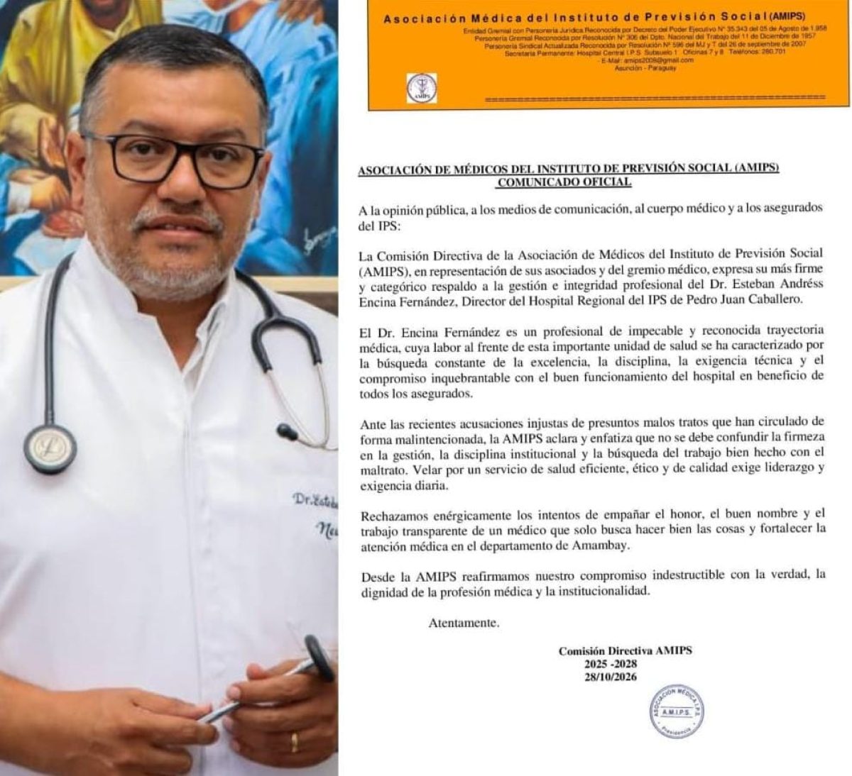 Imagen de la cobertura: AMIPS: "No confundan firmeza con maltrato"