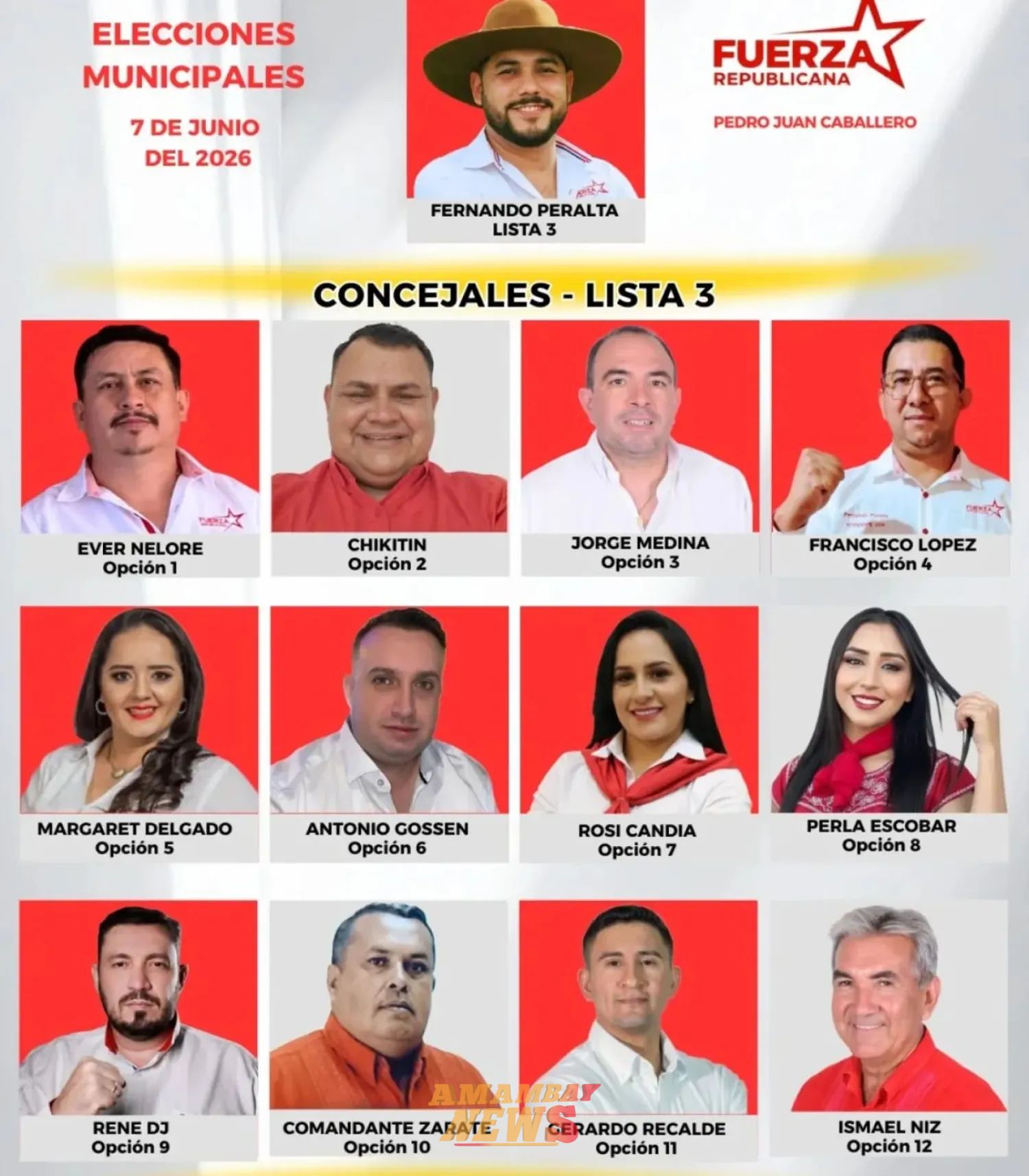 Sólo Jorge Medina será candidato "recutu" para concejal en la lista de Fernando Peralta en Pedro Juan Caballero