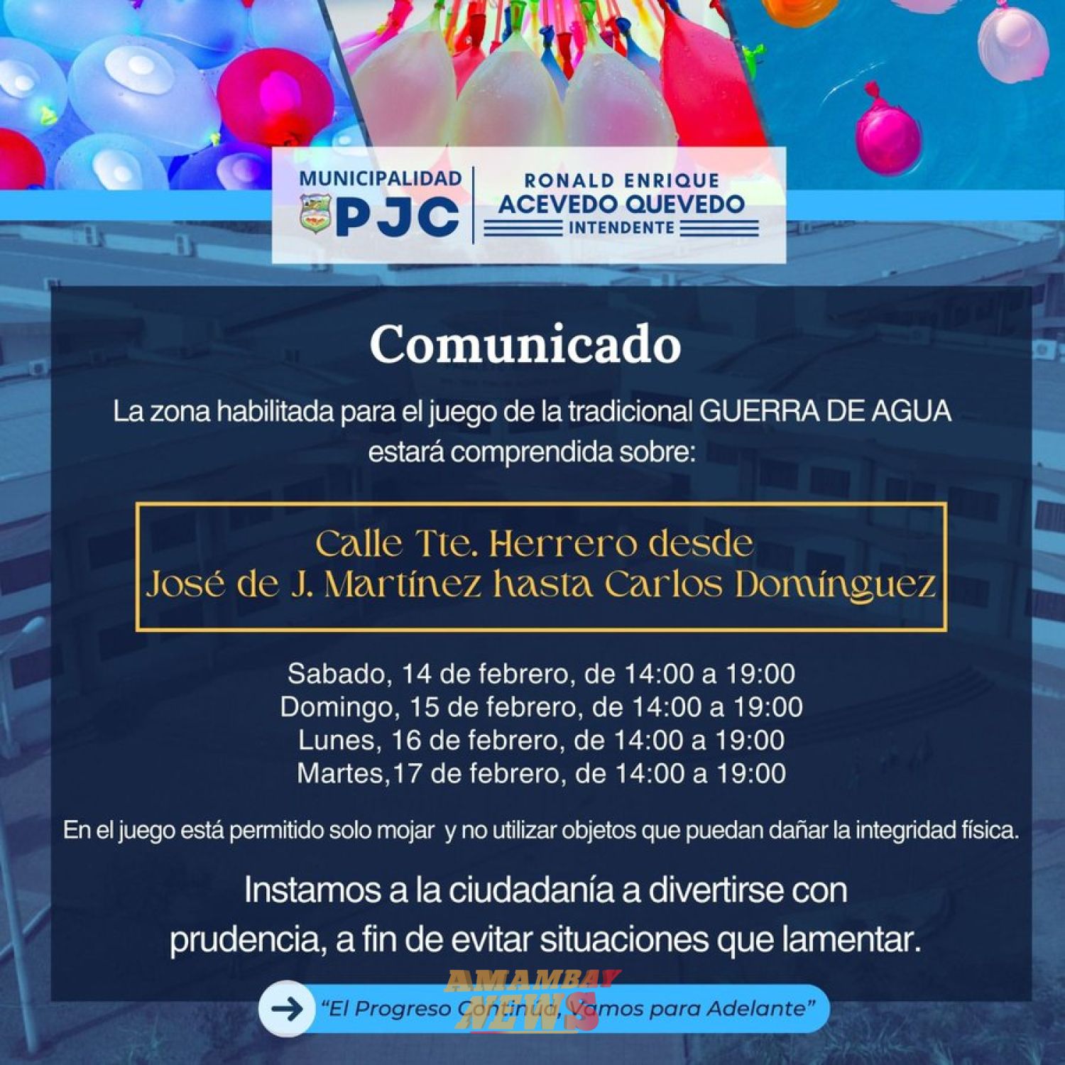 Municipalidad establece puntos para los días de carnaval en PJC