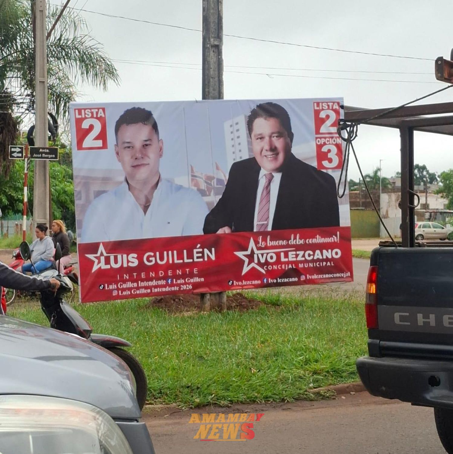 La gigantografía de Guillén y Lezcano representa un peligro para la seguridad vial en Pedro Juan Caballero