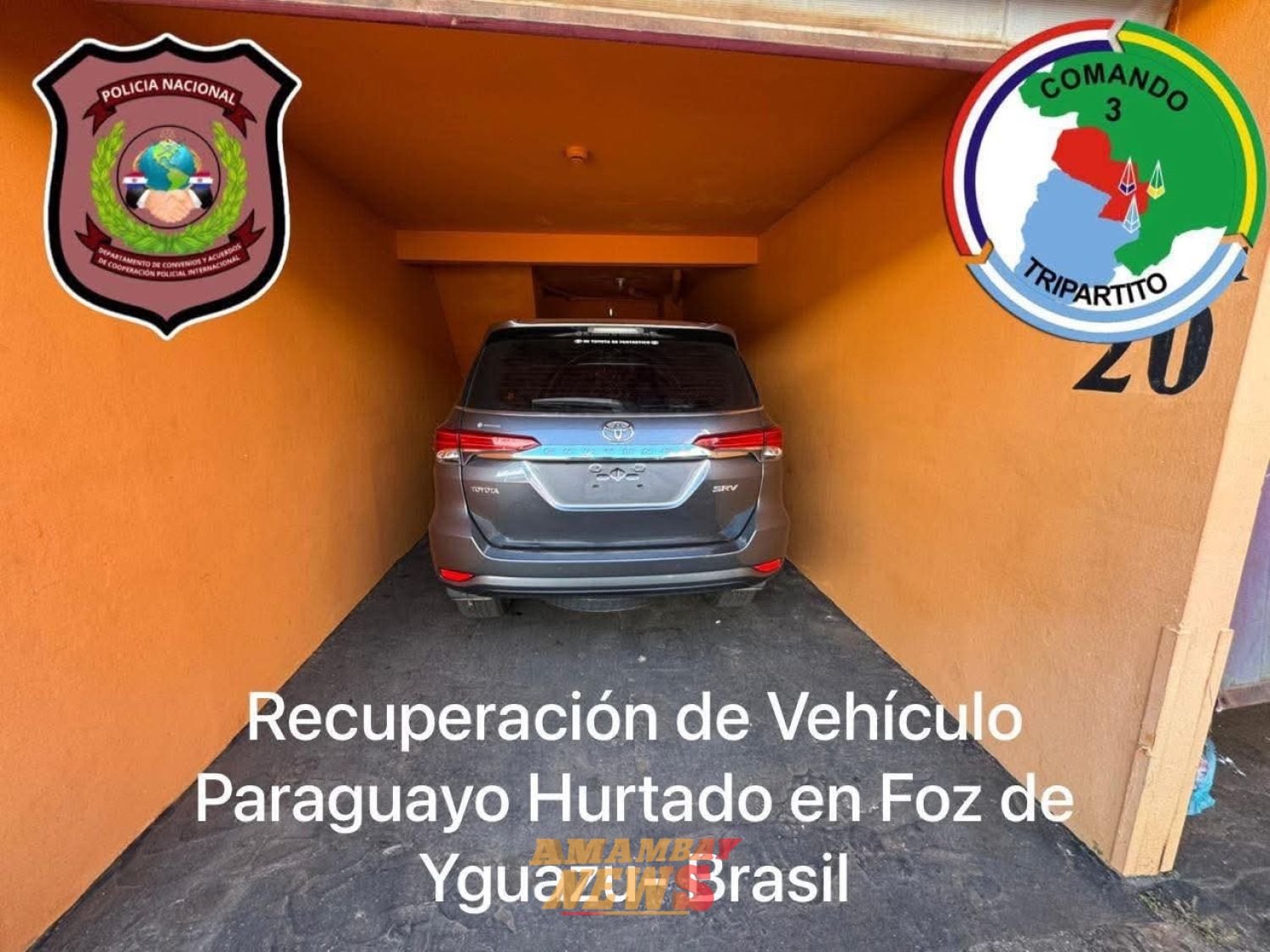 Fortuner robada en Brasil es encontrada por el Comando Tripartito en Paraguay